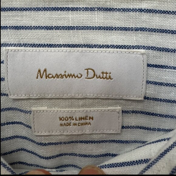 Massimo Dutti Regular Fit Striped Linen Shirt in Large - Picture 9 of 10